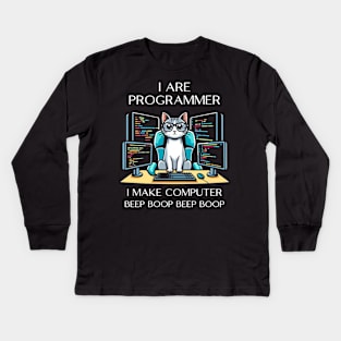 I Are Programmer Cat Kids Long Sleeve T-Shirt